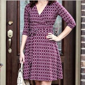 Stitch Fix 41 Hawthorn Renesme Geo Cube Jersey Faux Wrap Dress Purple Size Small